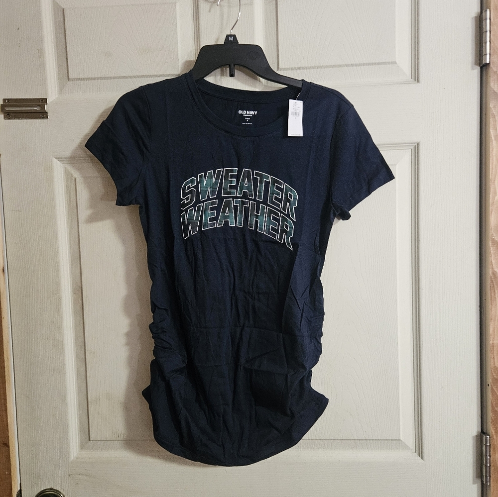 OLD NAVY MATERNITY SWEATER WEATHER FITTED TEE: BLUE: NEW WITH TAGS: SIZE MEDIUM
